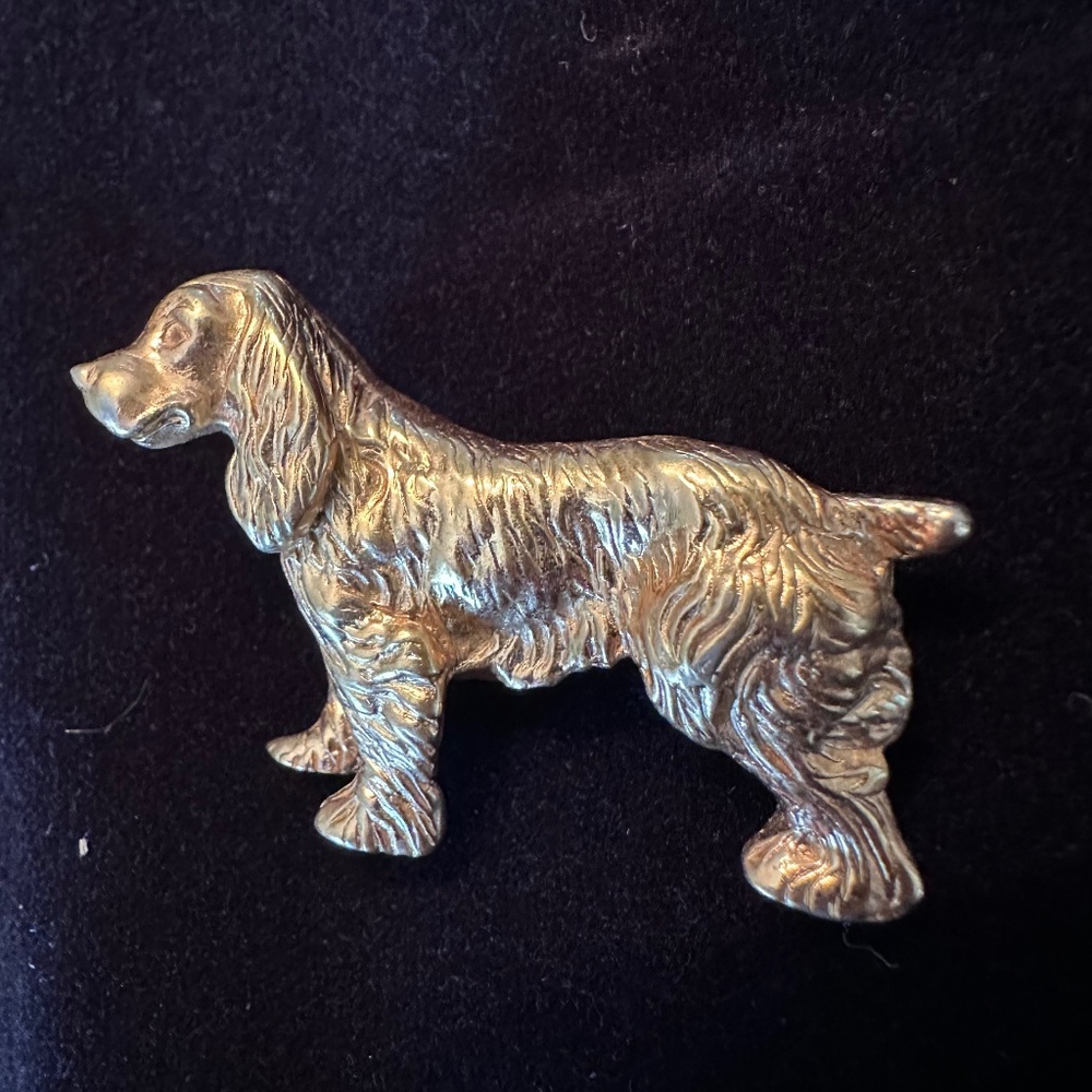 Vintage NAPIER Gold Tone Dog Pin Brooch Cocker Spaniel Britany Spaniel - Picture 2 of 6